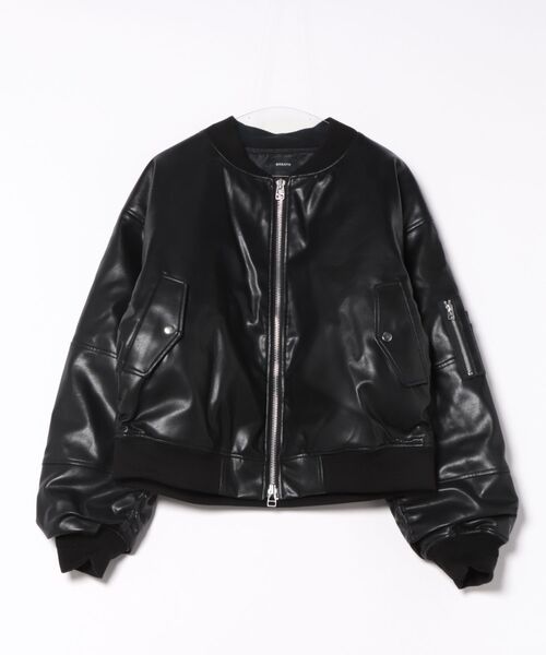 【完売品】BREATH /faux leather bomber jacket STYLISE ダウンジャケット ダウン 「BREATH」FAUX LEATHER BOMBER
