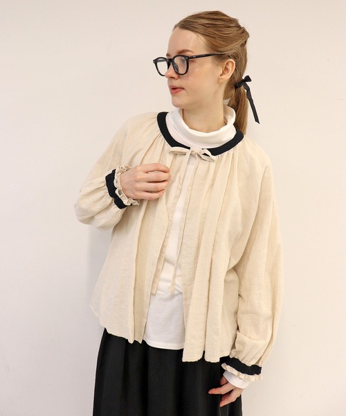 「haupia」 長袖シャツ MEDIUM ネイビー レディース_画像6