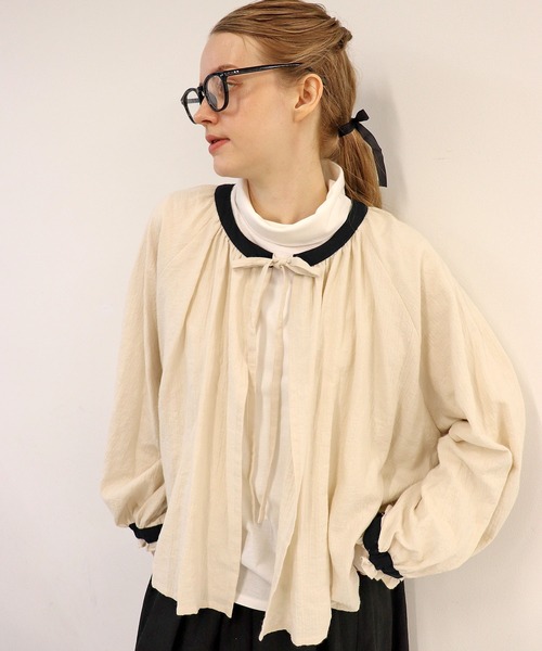 「haupia」 長袖シャツ MEDIUM ネイビー レディース_画像8