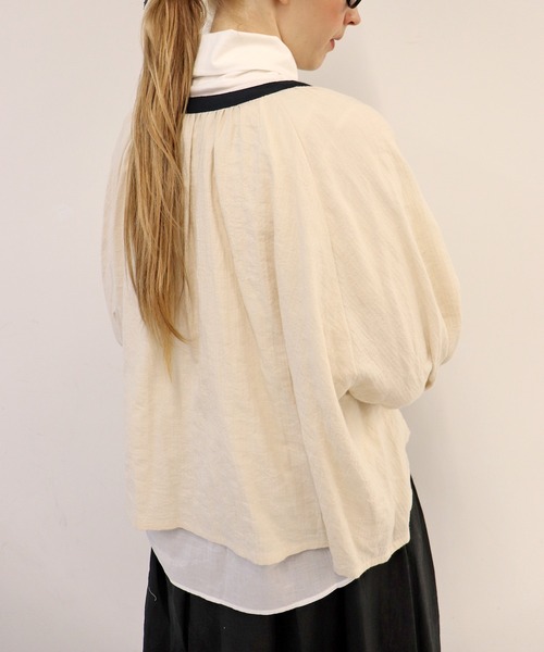 「haupia」 長袖シャツ MEDIUM ネイビー レディース_画像9