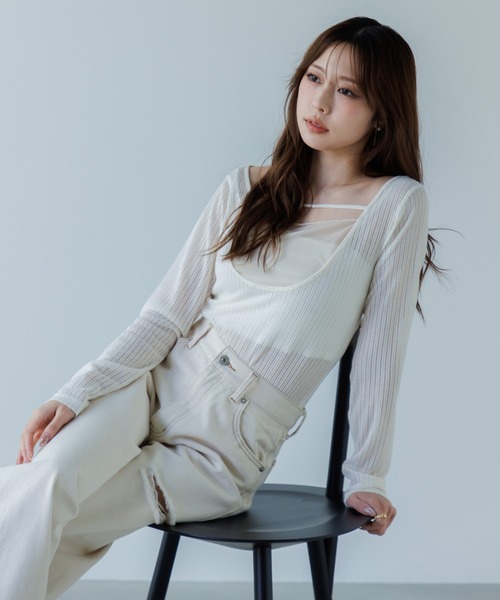 新品未使用 senee ツーウェイレイヤードトップス アイボリー tシャツ 2way layered tops（ツーウェイレイヤードトップス