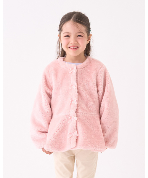 美品✨BLUELEA ブルレア ペプラムコート ノーカラー ショート丈 ピンク ブルゾン アウター 「Lycee mine バレエシリーズ」ノーカラーペプラム