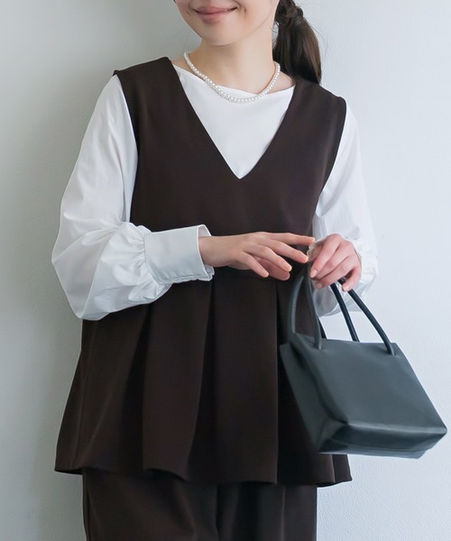 coca（コカ） ベスト ジレ カットジョーゼットタックペプラムベスト