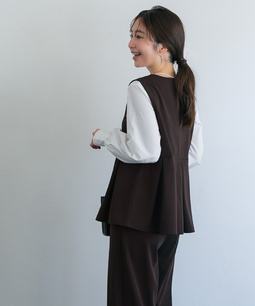 coca（コカ） ベスト ジレ カットジョーゼットタックペプラムベスト