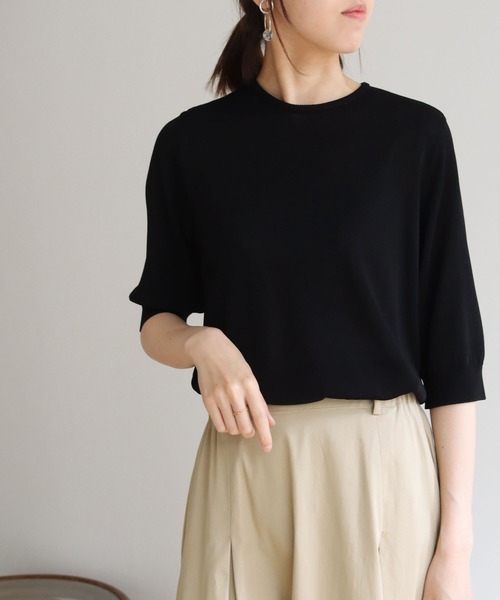 「HER CLOSET」 半袖ニット M ブラック レディース_画像5