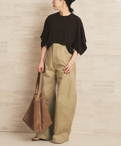 ワイドパンツ チノパン NEPLA. / ネプラ SIDE W BELT CURVED チノパンツ レディースの画像