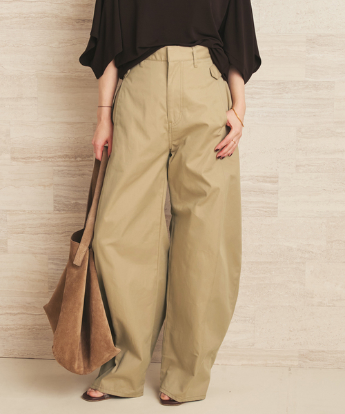ワイドパンツ チノパン NEPLA. / ネプラ SIDE W BELT CURVED チノパンツ レディースの画像