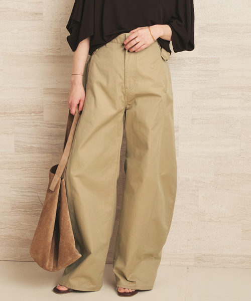 ワイドパンツ チノパン NEPLA. / ネプラ SIDE W BELT CURVED チノパンツ レディースの画像