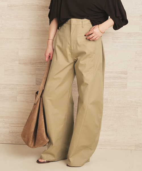 ワイドパンツ チノパン NEPLA. / ネプラ SIDE W BELT CURVED チノパンツ レディースの画像