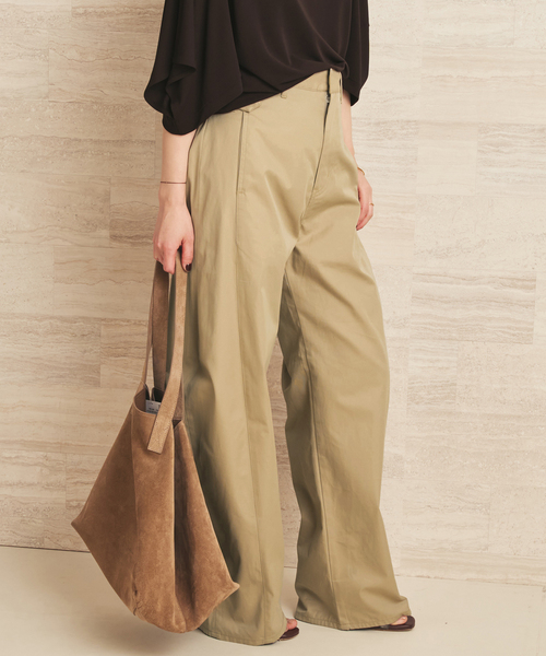ワイドパンツ チノパン NEPLA. / ネプラ SIDE W BELT CURVED チノパンツ レディースの画像