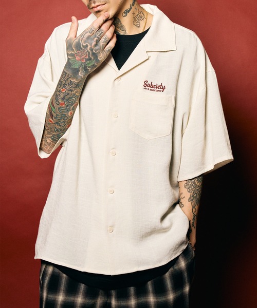 Subciety（サブサエティ） シャツ Classic chain embroidered shirt