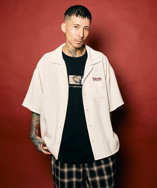Subciety（サブサエティ） シャツ Classic chain embroidered shirt