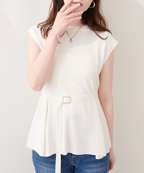 新品タグ付Darich ノースリーブ ニット ペプラム ベルト付き natural couture ニット セーター ベルト付きペプラムノースリニット