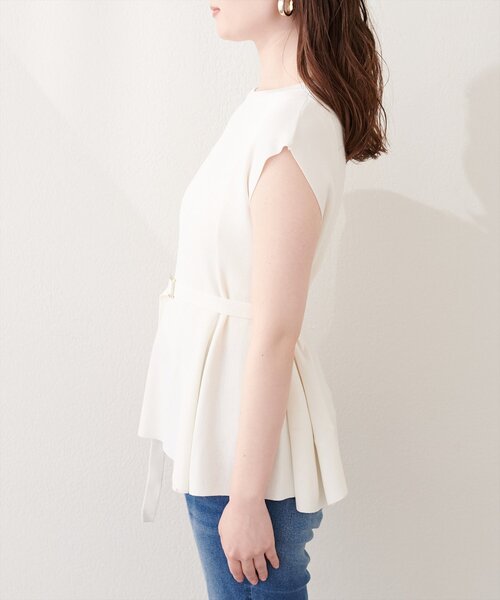 natural couture ニット セーター ベルト付きペプラムノースリニット