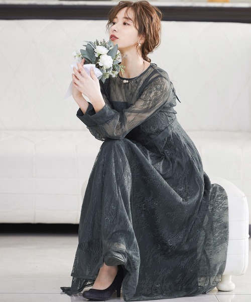 イエロー ドレス - 通販 - PayPayモール 2wayバックリボン総レース結婚式ワンピースドレス ZOZOTOWN PayPayモール店 いもおすす