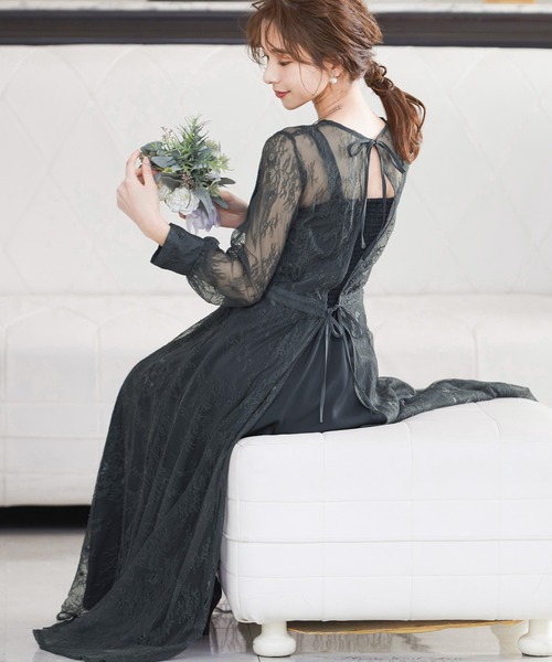 イエロー ドレス - 通販 - PayPayモール 2wayバックリボン総レース結婚式ワンピースドレス ZOZOTOWN PayPayモール店 いもおすす