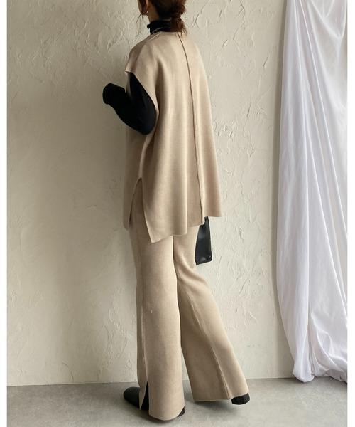 She's Closet セットアップ ノーカラー深vネックニットベスト＆ニット