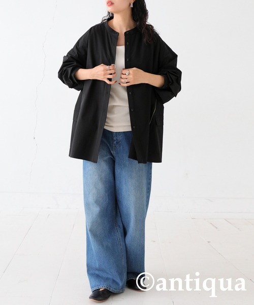 antiqua ブラウス シャツ 2wayジップシャツ レディース