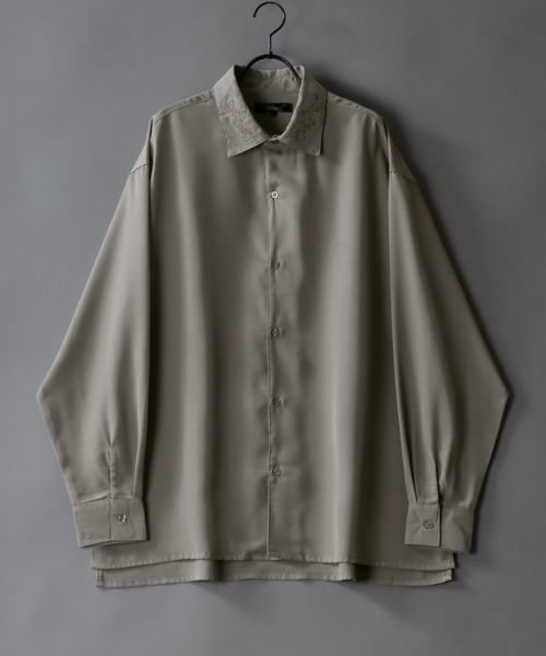 SITRY シャツ Oversize Drop shoulder collar embroidery Shirt