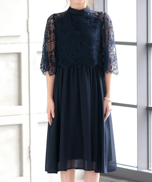 sifeel ネイビーフレアドレス DRESS LAB ドレス 「結婚式/オケージョンドレス」ボトルネック