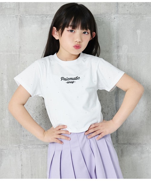 ANAP kids tシャツ ドットラインストーンTシャツ キッズ 子供服