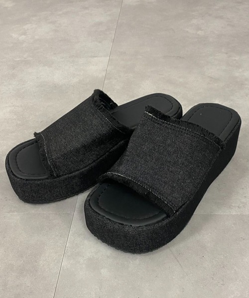 フリンジ【ALDO】カジュアルデニム 厚底 ウェッジサンダル サンダル フリンジデニム厚底サンダル レディース : ZOZOTOWN