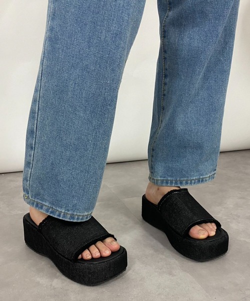 フリンジ【ALDO】カジュアルデニム 厚底 ウェッジサンダル サンダル フリンジデニム厚底サンダル レディース : ZOZOTOWN