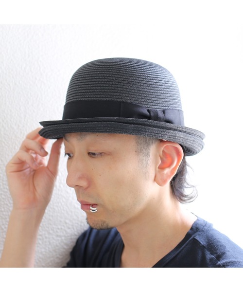 CA4LA カシラ　帽子　ハット　ボーラーハット　ボーラー　ネイビー　紺　リボン CA4LA カシラ 帽子 ハット ボーラーハット ボーラー ネイビー 紺