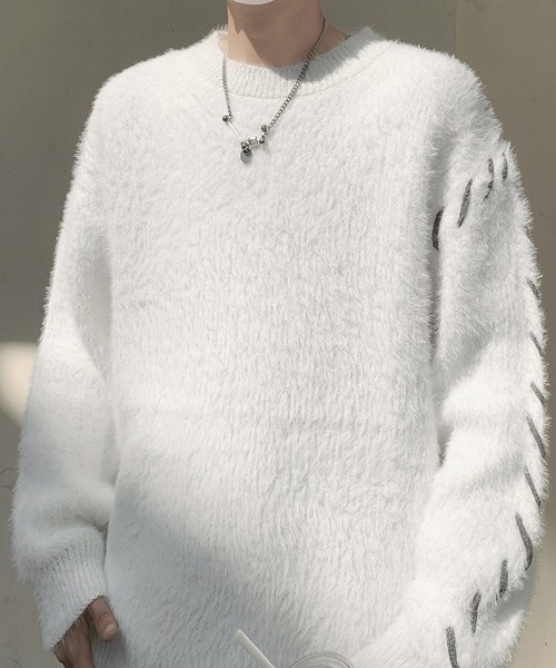 セーター ニット 「FVLMEN」hand stitch shaggy knit pullover/ハンド