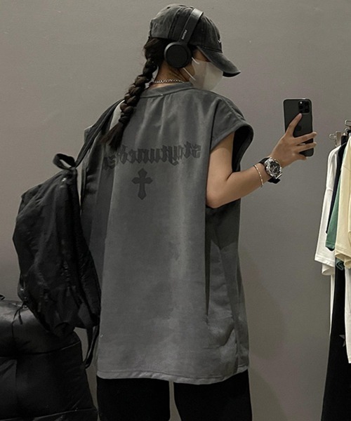 NOWLE tシャツ 「NOWLE」フェイクスエード ノースリーブ Tシャツ