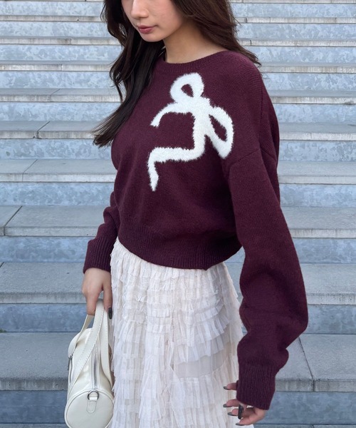 FOREVER21 ニット セーター 「2024FW」リボンジャガードニット
