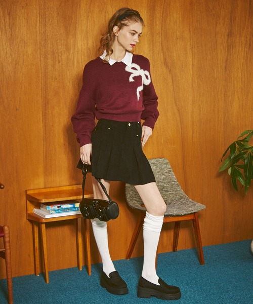 ニット セーター リボンジャガードビジューニットトップス レディース リボンジャガードビジューニットトップス | JILL by JILL STUART