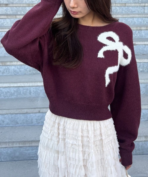 FOREVER21 ニット セーター 「2024FW」リボンジャガードニット