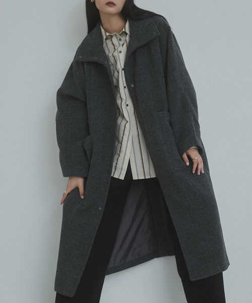 美品✴︎UNITED ARROWS ヘリンボーン スタンド コート 38 hunch（ハンチ） コート アウター 杢ヘリンボーン スタンドカラー
