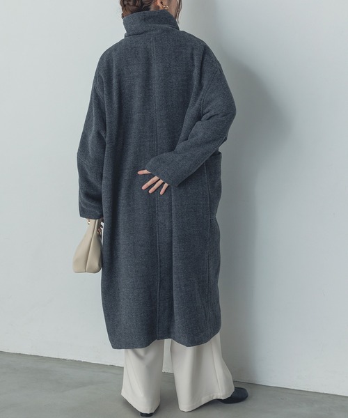 hunch コート アウター 杢ヘリンボーン スタンドカラーコート