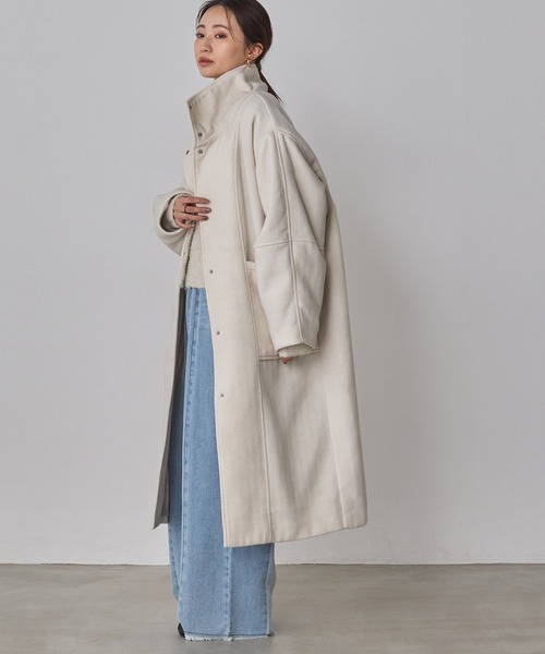 hunch（ハンチ） コート アウター 杢ヘリンボーン スタンドカラー