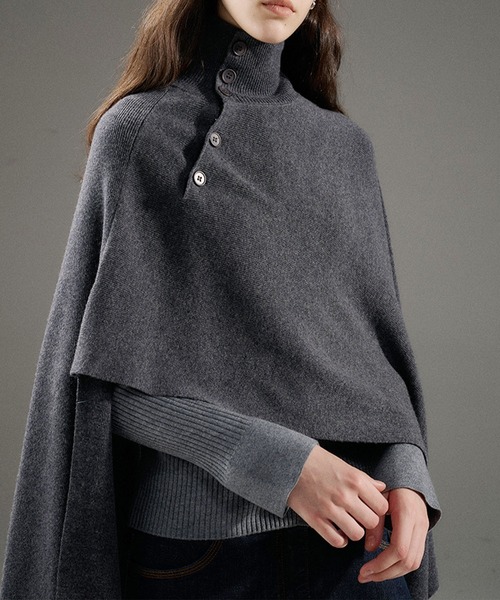 ウールポンチョコート 2024-25 WINTER COLLECTION]マルチウェイフェイクウールポンチョ