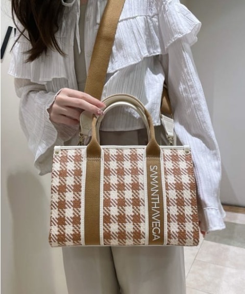 【メーカー再生品】 Samantha ロゴテープギンガムチェックトート ハンドバッグ Vega バッグ