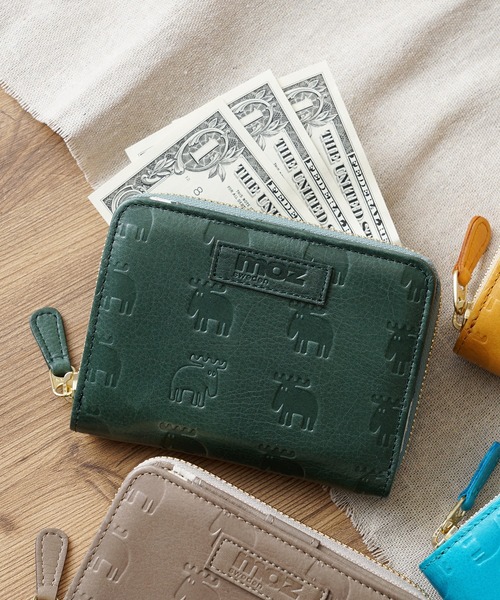 【美品】 MOZ モズ 二つ折り財布 グリーン モズ moz モズ 二つ折り財布 moz square スクエア 財布 二つ折り