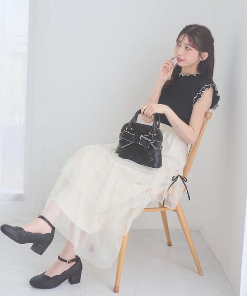 スカート チュールギャザーティアードスカートの画像