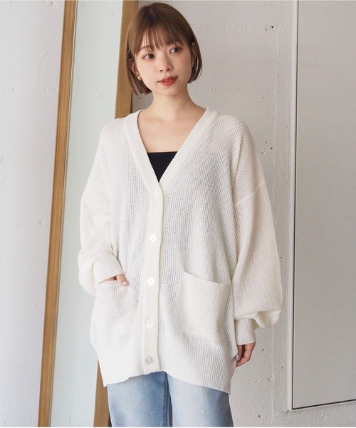 tiptop（ティップトップ） カーディガン 変わり編みVネックBIG