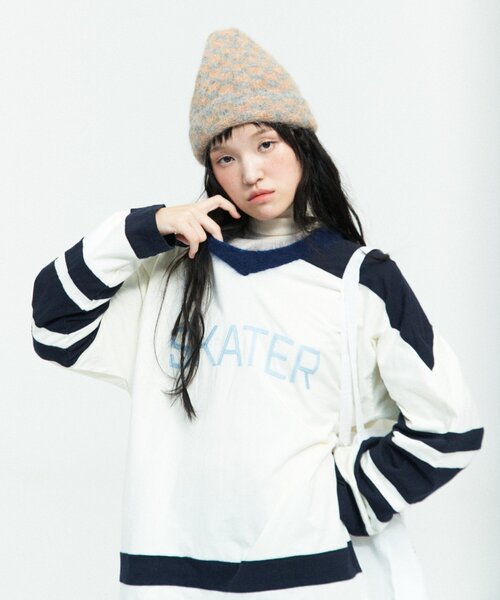 tシャツ 「MISU A BARBE(ミスアバルブ）」SKIER/SKATER TOP/ロゴトップス レディース
