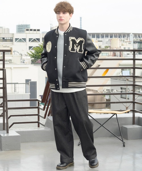 HOUSTON（ヒューストン） スタジャン - ネイビー メンズ : ZOZOTOWN