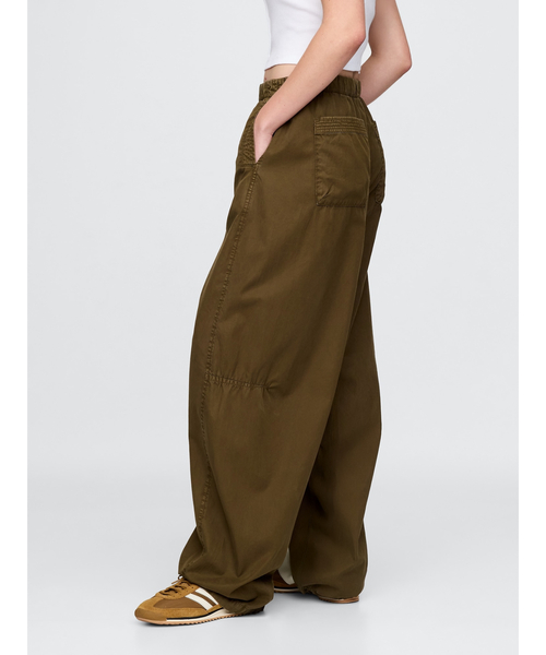 GAP パンツ ミッドライズ バレル パラシュートパンツ レディース