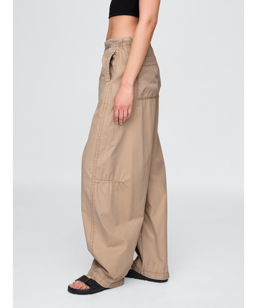 GAP パンツ ミッドライズ バレル パラシュートパンツ レディース