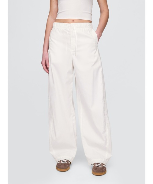 新品 GAP ミッドライズ バレル パラシュートパンツ ホワイト XXS GAP パンツ ミッドライズ バレル パラシュートパンツ レディース