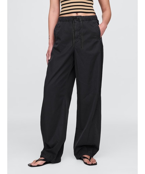 GAP パンツ ミッドライズ バレル パラシュートパンツ レディース