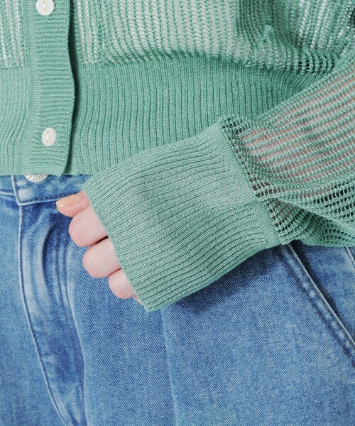 LOVELESS - 【新品・未使用品】LOVELESS  ツイード ニット カーディガン LOVELESS（ラブレス） カーディガン メッシュニットカーディガン
