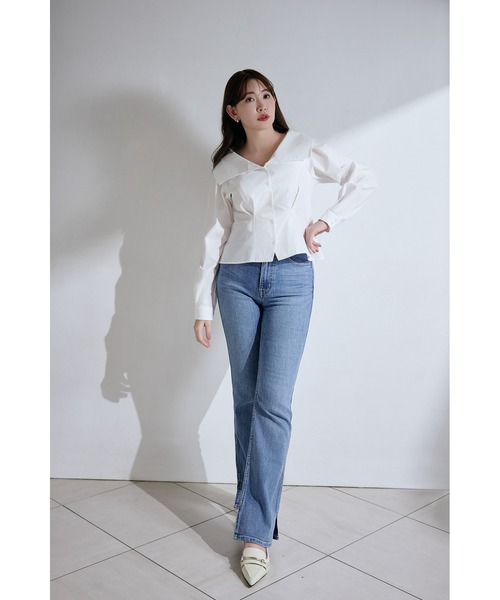 Her lip to ブラウス シャツ Big Collar Tuck Blouse レディース 