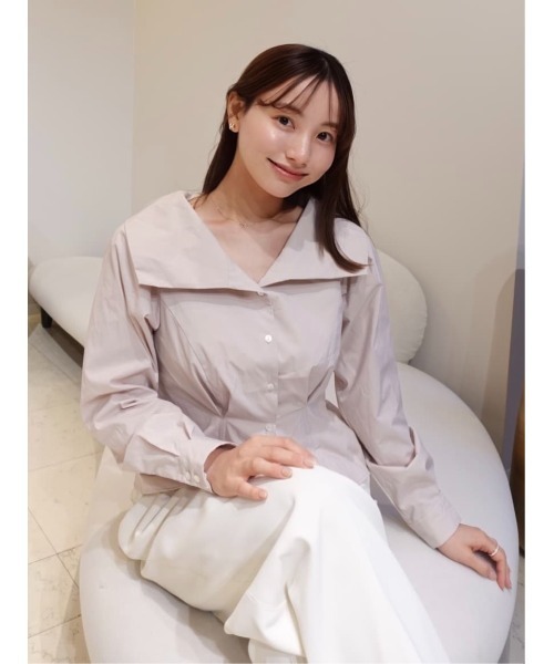 Her lip to ビッグカラーブラウス Her lip to ブラウス シャツ Big Collar Tuck Blouse レディース